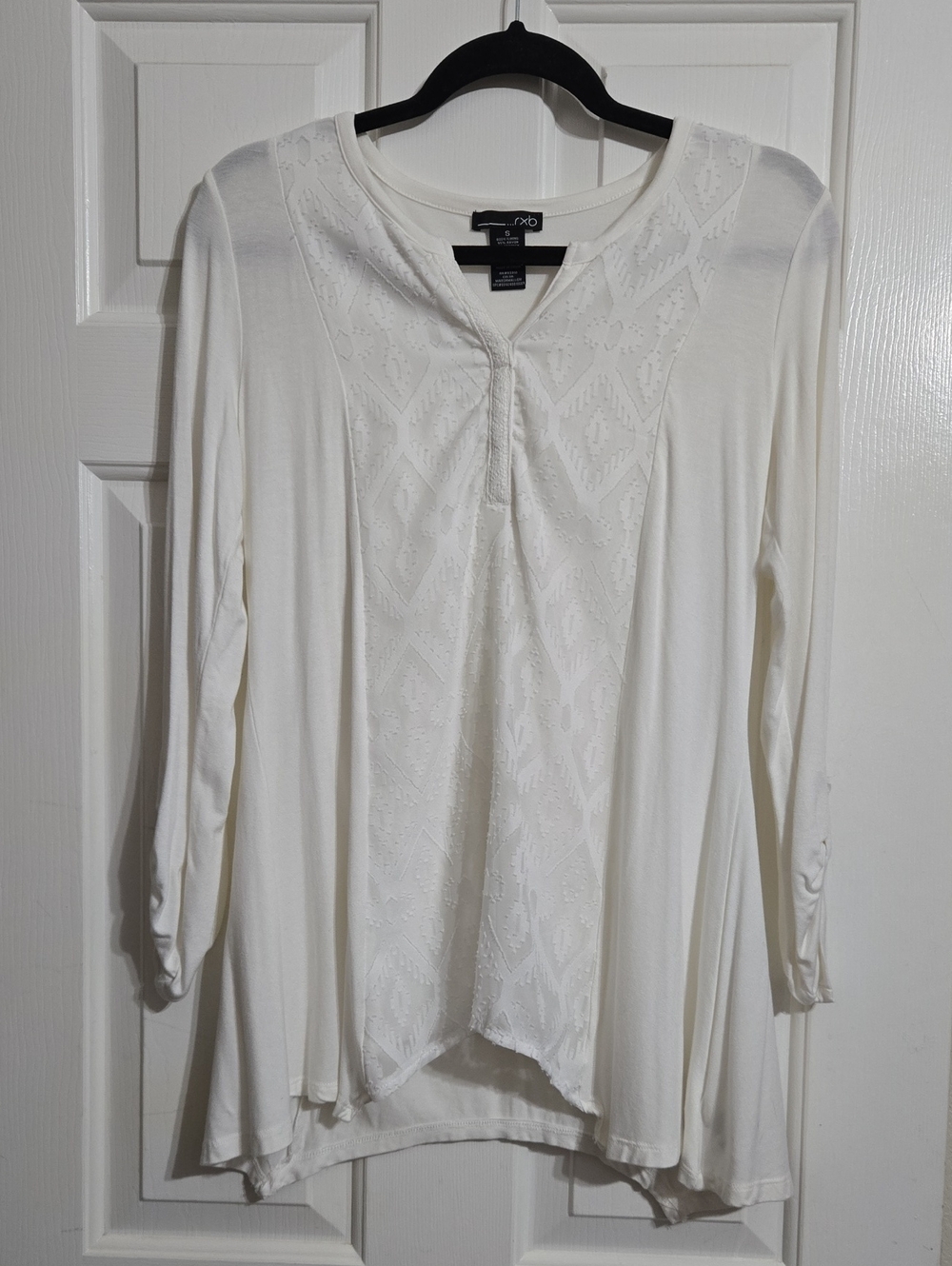 RXB Ivory White Embroidered V-Neck Long Sleeve Tunic